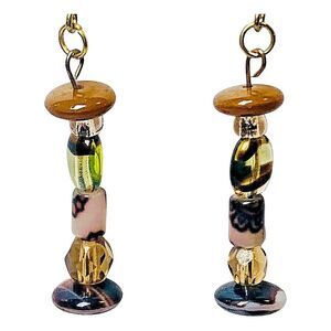 Handcrafted Beaded Drop Earrings with Mixed Glass Beads, Boho Style, 2" Dangle